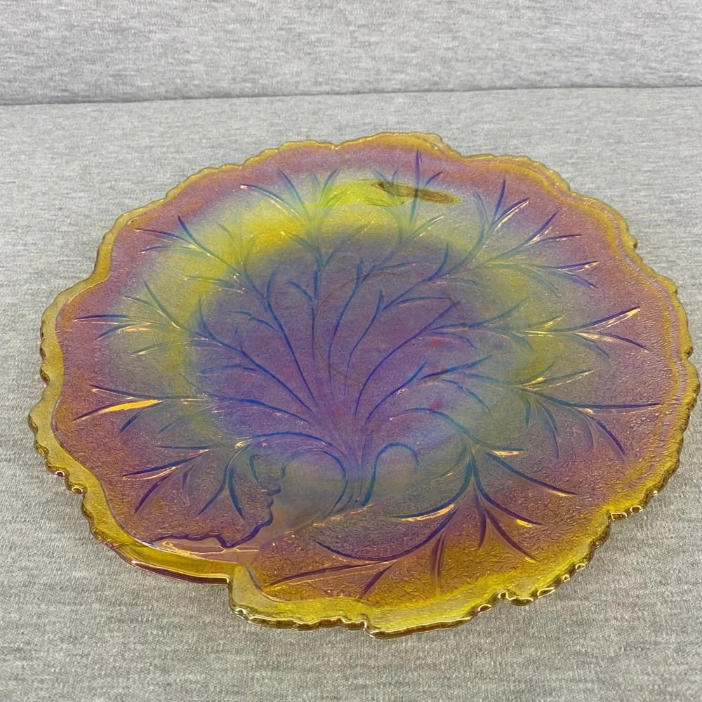 Vintage Indiana Glass Marigold Carnival Glass Platter 10